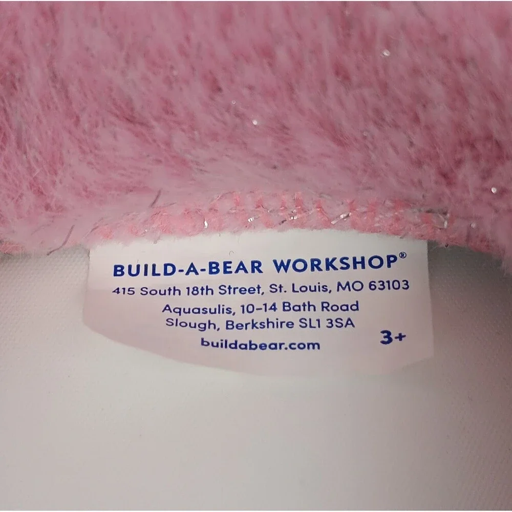Build a Bear Pink Blue Snowflake Cape Silver Sparkle Bonus Collar Bone Tag